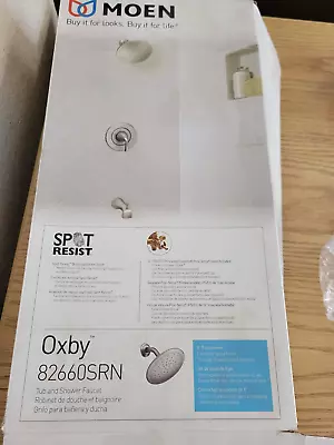 Moen 82660SRN OXBY Shower Faucet Spot Resist Brushed Nickel Round With Valve • $75