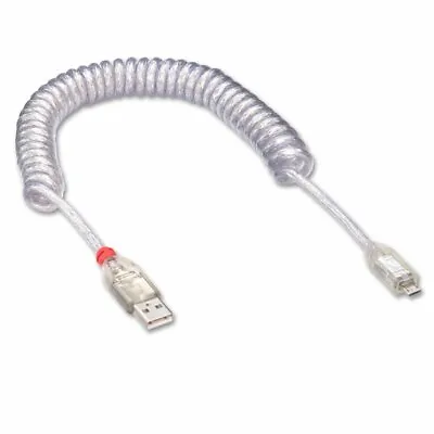 Lindy 31926 USB 2.0 Coiled Cable Type A - Micro B Min Length: 20cm Max Length 2M • £4.99