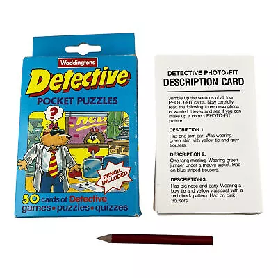 Waddingtons Detective Pocket Puzzles (1990) | Cards | Quizzes | Fun | Game | • $8.95