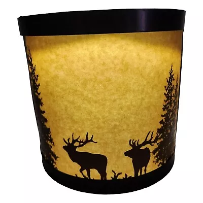 Parchment Wall Sconce Lamp Northwoods Elk Reindeer Cabin Decor Metal Black Pine • $110