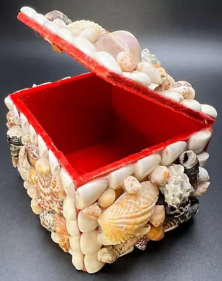 VTG Nautical Ocean Sailors Valentine Sea Shell Folk Art Jewelry Trinket Box • $14.99