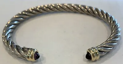 Flli Menegatti 925 Sterling Silver & Gold Caps W/ AMETHYST Cuff Bracelet • $135