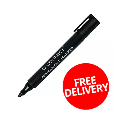 Black Permanent Marker Pen Bullet Tip Permanent Marker Q Connect Fast Delivery • £29.99