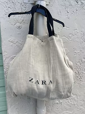 Zara Natural Extra Large Jute Shopper Tote Tan Black  O3465 • $16.24