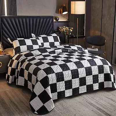 $77.96 • Buy LAMEJOR Quilt Set Twin Size Checkered Pattern Geometric Bedspresd Blanket Comfor