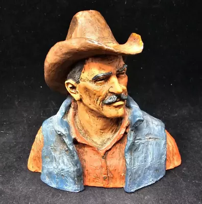 Vintage Michael Garman Signed Cowboy Bust Sculpture Circa 1974 • $49.99