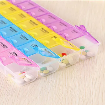 Pill Box 28 Slot 7 Days Weekly Tablet Pill Medicine Box Holder Storage Organizer • £2.99