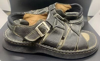 Born Sandals Mens Size 12 Fisherman Black Leather Buckle Adjustable Open Toe • $5.99