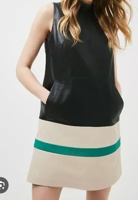 Bnwd Karen Millen Leather Colourblock Hem Pop On Dress   10   • £20