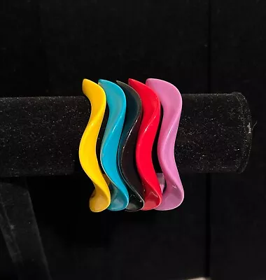 Vintage Groovy Plastic Wavy Retro Set Bangle Bracelets Colorful Rainbow • $19.99