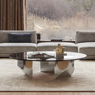 0.78  Thick Glass Coffee Table Modern Round Tempered Glass Table For Living Room • $728