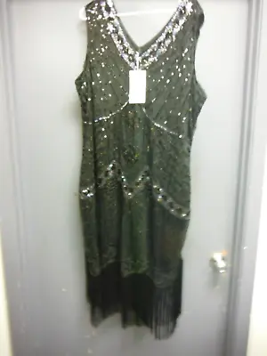 NEW BABEYOND Flapper Dress 1920s V Neck Bead Fringed Great Gatsby Size 5XL • $29