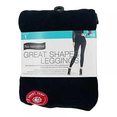 1 Pair No Nonsense Great Shapes Black Leggings High-Waisted Size XL 16-18 • $12.34