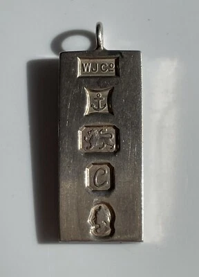 £15 • Buy Hallmarked Sterling Silver Ingot Pendant W J Co Birmingham 1977 15.18 Grams 4cm