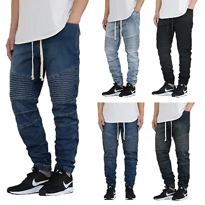 Men's Stretch Denim Biker Jogger Pants Jeans Size Available S-5XL • $37.99