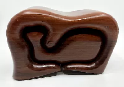 Handcrafted Native Redwood Whale Puzzle Hidden Trinket Box 6.5  Long X 3  X 4  • $24.99