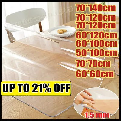 1.5mm Thick Clear Transparent Vinyl PVC Tablecloth Table Protector Plastic-Cover • £10.88