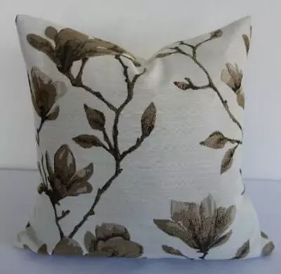 60CM Euro Deep & Mid Tan Brown Brocade Magnolia Renaissance Floral Cushion Cover • $18.90