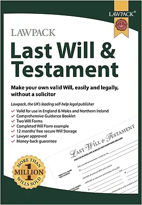 £12.79 • Buy Lawpack Last Will & Testament DIY KIT  