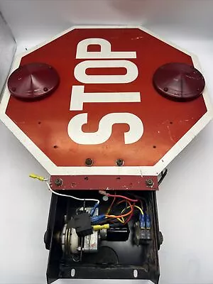 School Bus Metal STOP Sign W/ Lights Double Sided 12 Volt NOT TESTED Parts Only • $85