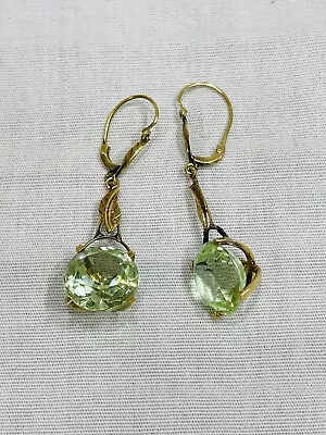 Antique Solid 14k Yellow Gold Lemon Drop Dangle Drop Earrings 6.5g • $588