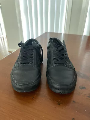 Vans Leather Black Old Skool Shoes Size 8Mens 42EU Pre Owned Excellent Condition • $70