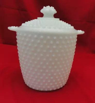 Fenton Hobnail Milk Glass Ice Bucket W/ Lid Canister Cookie Jar Vintage • $42