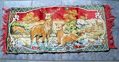 Vintage Italian Tapestry Velvet Wall Hanging - DEER Stag • $22.50