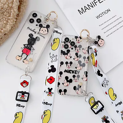 For IPhone Samsung Crossbody Mickey Wrist Strap Stand Pendant Phone Case Cover • £5.99