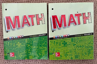 GLENCOE Math Course 2 Volumes 1 & 2 Student Editions - LIKE NEW • $14.99