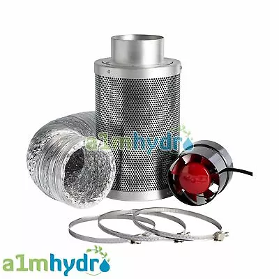 Rhino Hobby Carbon Filter Kit Odour Extraction Fan Aluminium Ducting Hydroponics • £55.99