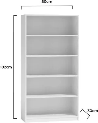 Tall White Bookcase Storage Display For Living Room Study Bedroom Or Office • £89.99