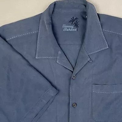 Tommy Bahama Short Sleeve Button Front Silk Camp Shirt Blue Men's Large • $4.25