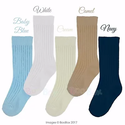 Baby Boys & Boys 3/4 Knee High Spanish Style Plain Ribbed Socks Socks 0-9 Years • £4.79