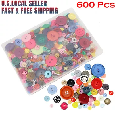 600Pc Craft DIY Buttons About Mixed Colors Assorted Sizes Round Resin Decoration • $9.99