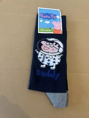 Peppa Pig Daddy Socks Gift For Dad Dark Blue Dad Socks Novelty Dad Gift • £5.40