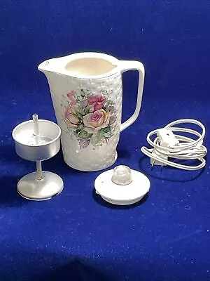 Vtg MCM Lipper Mann Creations Coffee Electric Percolator Hot Tea Rose Bouquet • $34.99