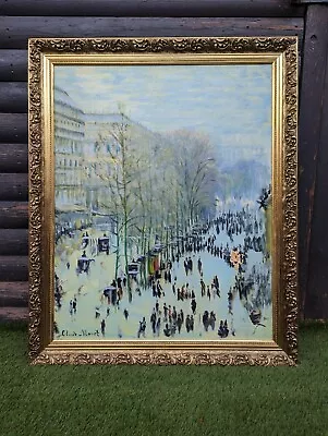 CLAUDE MONET After LARGE FRAMED OIL ON CANVAS BOULEVARD DES CAPUCI Signed  • £1275