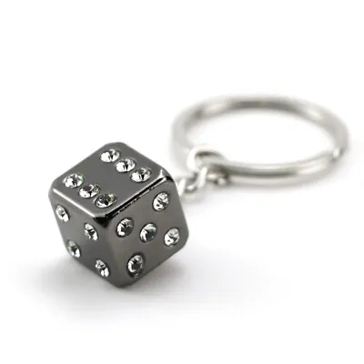 3D Dice Model Keychain Key Ring Bag Pendant Gift Present Metal Accessories • £2.75