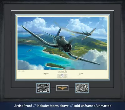 VMF 214 F4U Corsair Art Signed By Black Sheep Squadron Pilot Jim Hill & More! • $295