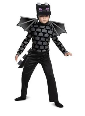 Minecraft Ender Dragon Costume Size Small 4-6 Black Halloween Kids Wings Mask • $26.99