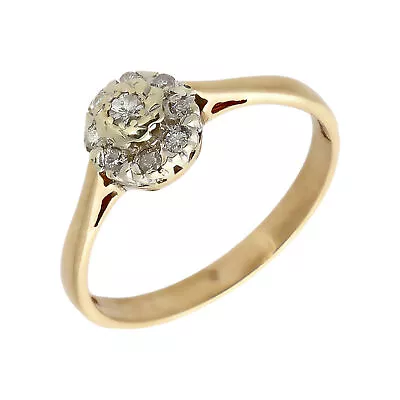 Pre-Owned 9ct Yellow Gold 0.10 Carat Diamond Cluster Ring Size: M½ 9ct Gold F... • $244.69