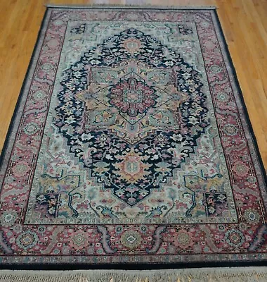 5'9  X 9' Authentic Karastan # 700-701 Navy Herizz Wool American Carpet Area Rug • $920