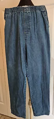 Cabin Creek Jeans Womens Blue Pull On Elastic Waist Size 12 (28-32  X 29 ) • $21.99