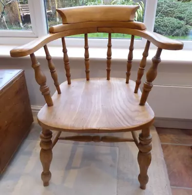 Vintage Windsor Captain's Bow Back Chair Beech With Elm Seat Rustic Farmhouse • £115