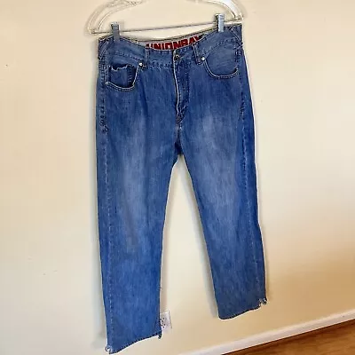 Union Bay Jeans Mens 34x34 Blue Denim Relaxed Fit Straight Leg Outdoors Retro • $18.99