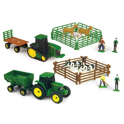 $19 • Buy 20pc John Deere Figurines/Tractor/Wagon BW/WH Cow W/BW Horse Kids Farm Toy Set