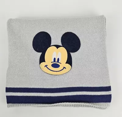 Mickey Mouse Gray And Navy Knit Baby Blanket With Appliqué By Disney Baby • $20.99