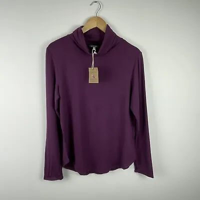 Joules Rachelle Polo Neck Top 14 Burgundy Long Sleeves Fleece Backed Jersey NEW • $28.42
