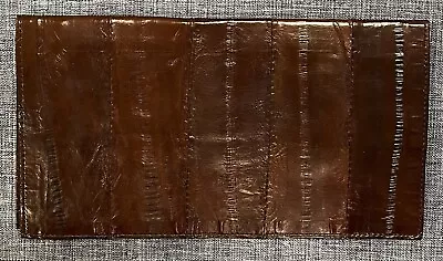 Vintage Brown Eel Skin Leather Pocketbook / Envelope / Checkbook Wallet • $22.50